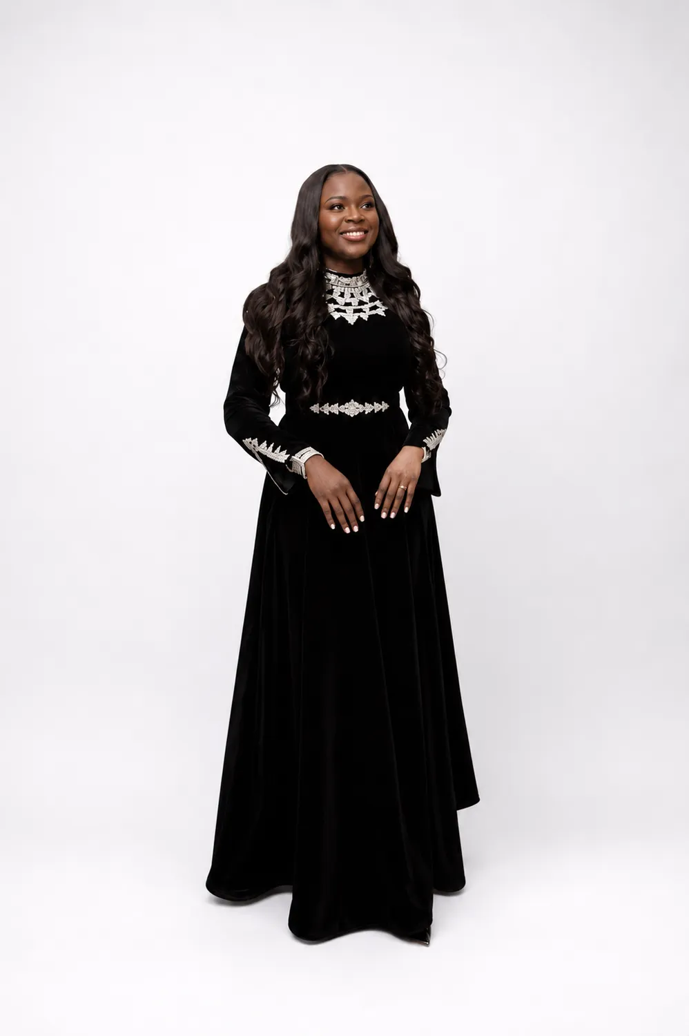 Noir Crystal Velvet Gown
